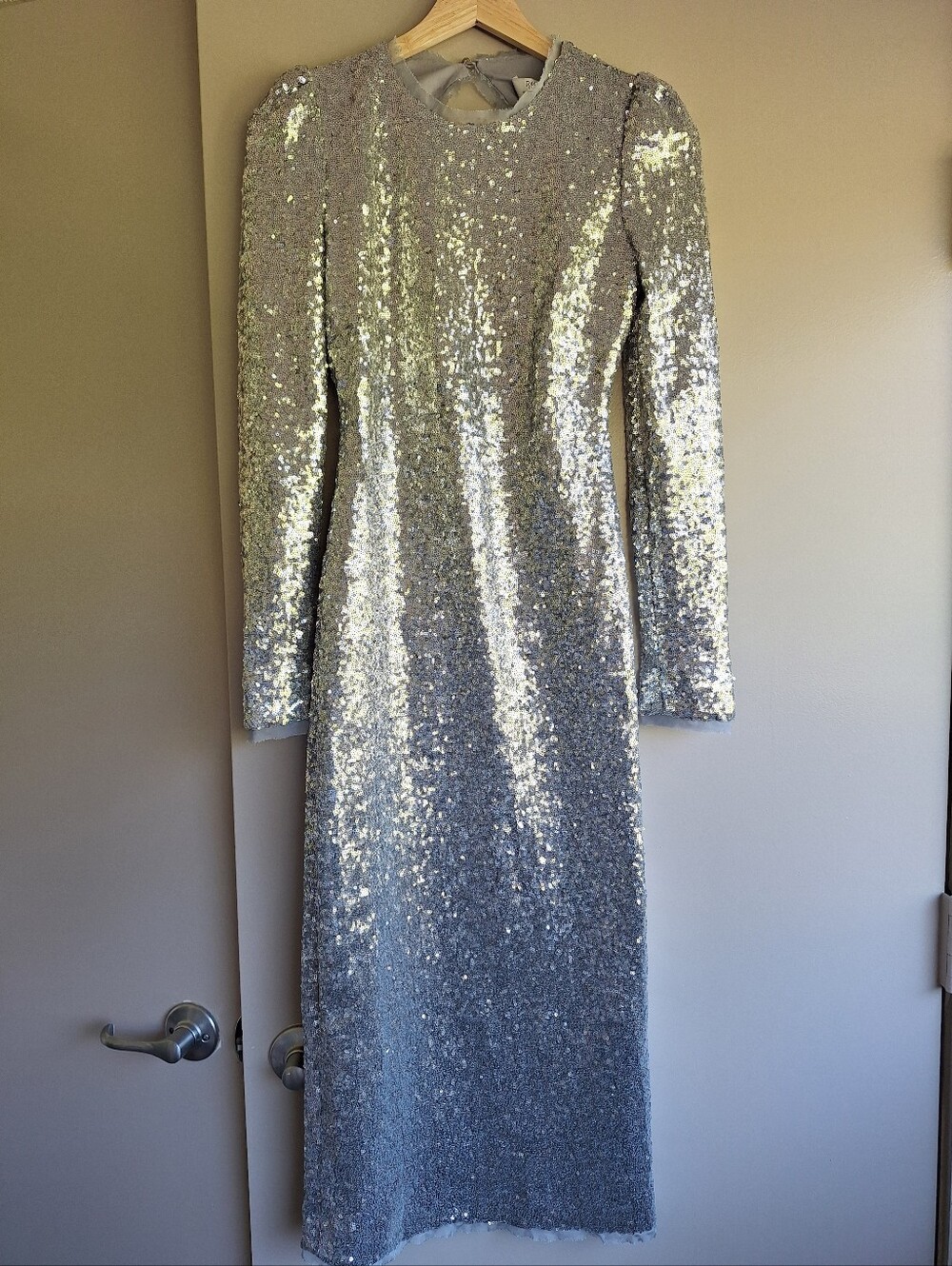 NWT Rachel Zoe x Bloomingdale's Exclusive Silver Sequin Maxi Dress Gown Size 0
